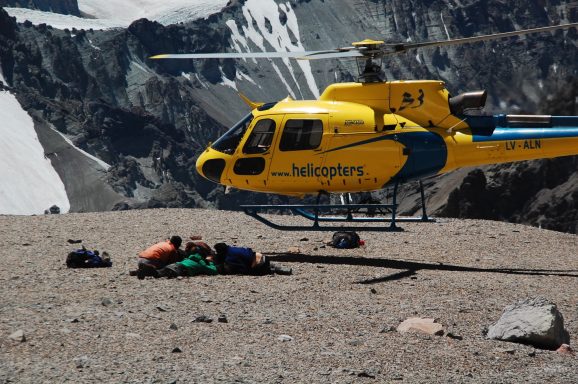Helicopter Rescue at 14,000 ft.  We found a hiker that was having heart attack symptoms.  We stabilized and call for an emergency evacuation